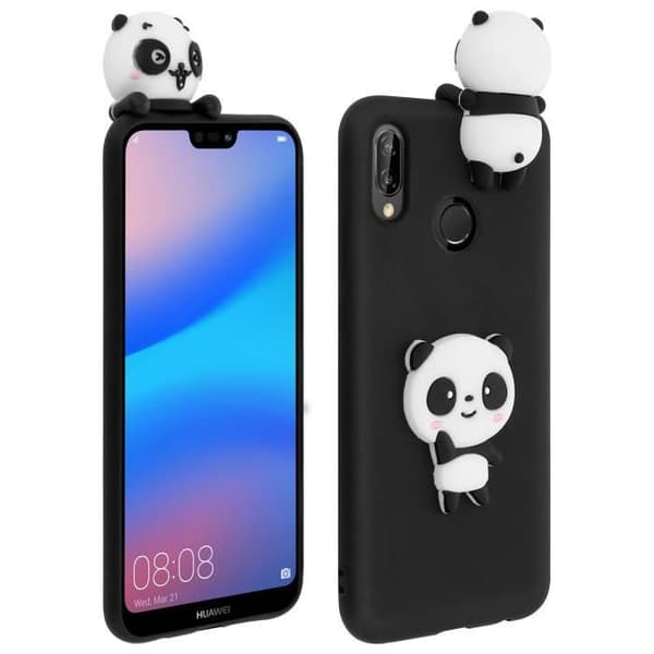 Coque - Huawei - P20 Lite - Design Panda 3D - Mjuk - Silikon Gel - Svart