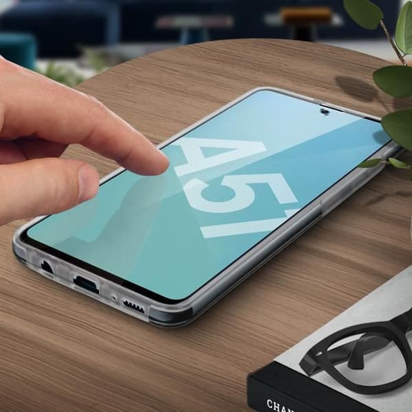 Heltäckande skyddsfodral - AVIZAR - Samsung Galaxy A51 - Hårt och mjukt - Transparent - Tunt och lätt