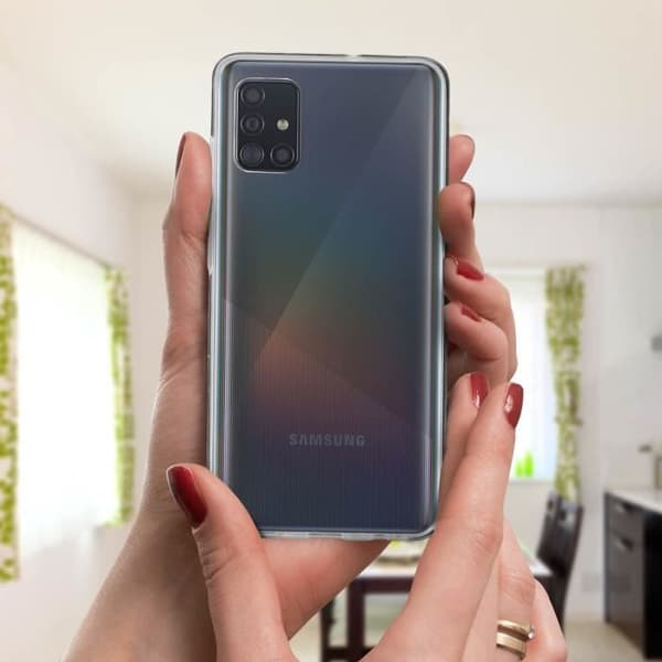 Heltäckande skyddsfodral - AVIZAR - Samsung Galaxy A51 - Hårt och mjukt - Transparent - Tunt och lätt