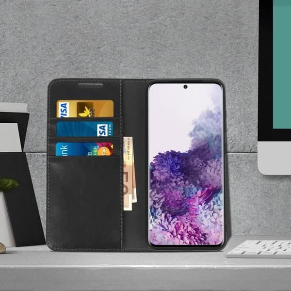 Étui Folio - AVIZAR - Galaxy S20 - Äkta läder - Videostöd - Kortfack
