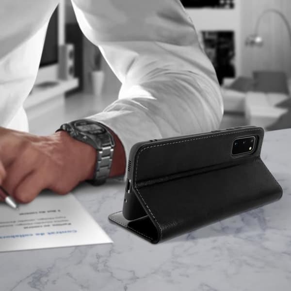 Étui Folio - AVIZAR - Galaxy S20 - Äkta läder - Videostöd - Kortfack