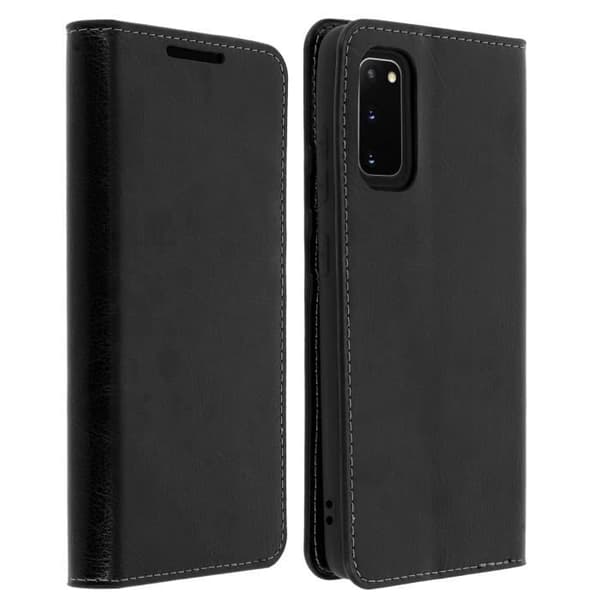 Étui Folio - AVIZAR - Galaxy S20 - Äkta läder - Videostöd - Kortfack