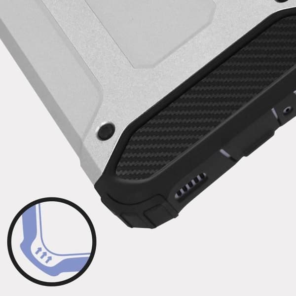 Skyddande skal - AVIZAR - Samsung A32 5G - Hybrid design med relief - Silver - Stötskydd upp till 1,80m