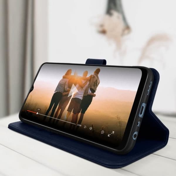 Housse Oppo A16 och A16s - AVIZAR - Portföljfodral - Videostöd funktion - Mörkblå