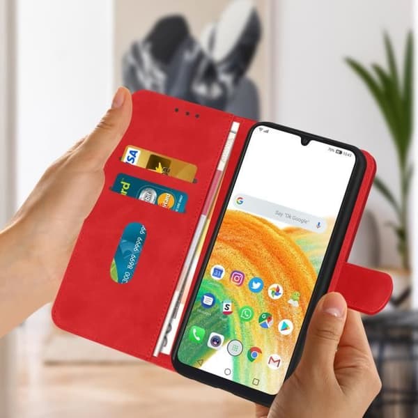 Skal - AVIZAR - Samsung Galaxy A33 5G - Röd - Stativfunktion - Chesterfield Folio
