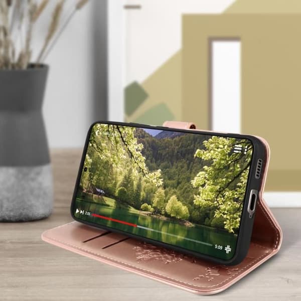 Samsung S22 fodral - FORCELL - Mandala Tree - Fullständigt skydd - Rose Gold