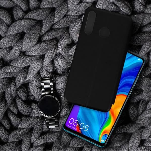 Etui - AVIZAR - P30 Lite/P30 Lite XL - Syntetläder Svart - Kortfack - Videoställning