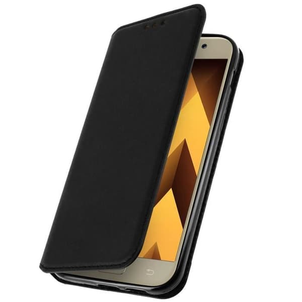 Fodral med klaff - AVIZAR - Samsung Galaxy A3 2017 - Svart - Semi-stiv - Stödfunktion