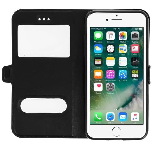 iPhone 7 / iPhone 8 Dubbelfönsterfodral Silikon Gel Fodral - svart