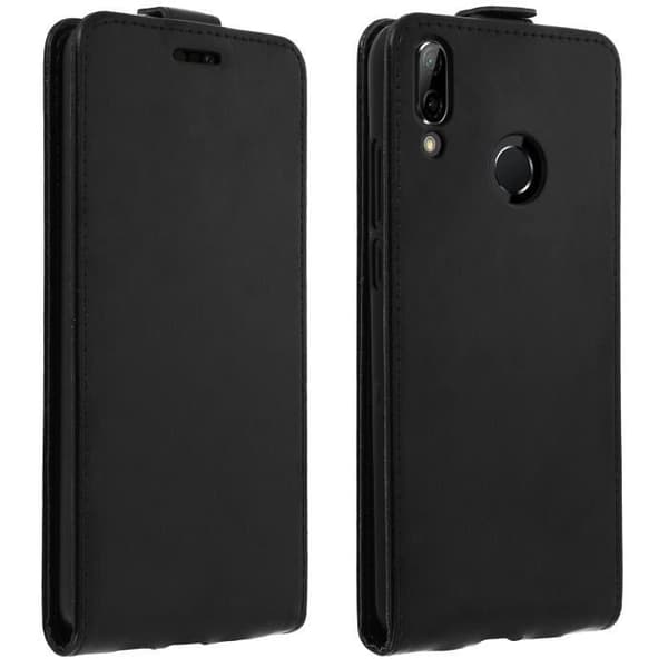 Etui Huawei P20 Lite - Vertikal Flipfodral - Silikon gel - Ekoskinn - Svart