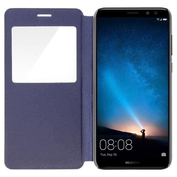 Etui Huawei Mate 10 Lite - AVIZAR - Housse Clapet à Fenêtre - Eco-läder - Mörkblå - Hårdskal