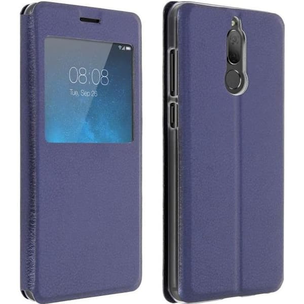Etui Huawei Mate 10 Lite - AVIZAR - Housse Clapet à Fenêtre - Eco-läder - Mörkblå - Hårdskal