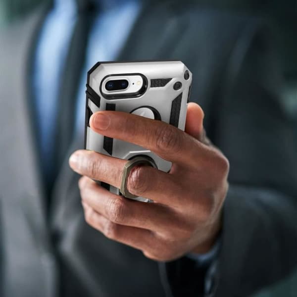 Coque - AVIZAR - iPhone 6/6S/7/8 Plus - Hybride - Silver - Inbyggd videostöd