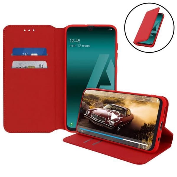 Skal till Samsung Galaxy A50 Folio Plånboksställ Funktion Röd