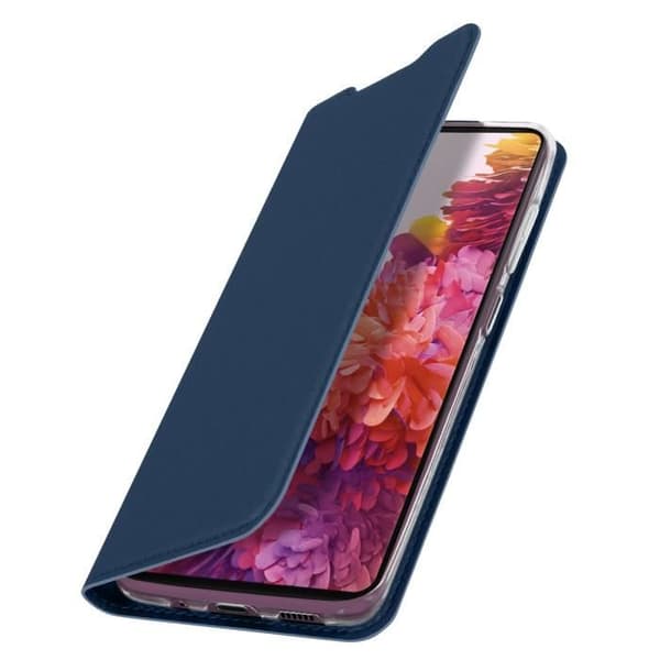 Etui för Samsung S20 FE - Dux Ducis - Satin-effekt - Mörkblå - Videostativ - Kortfack