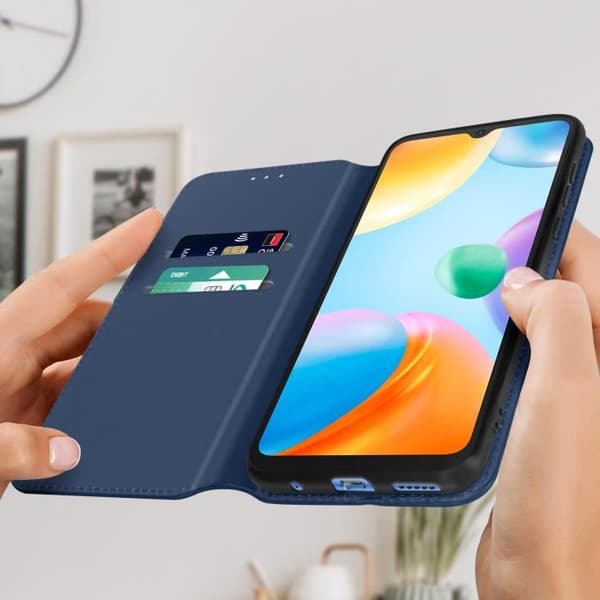 Xiaomi Redmi 10C Fodral - AVIZAR - Video Support Plånboksfodral - Blå - Stel - Syntet - Vuxen