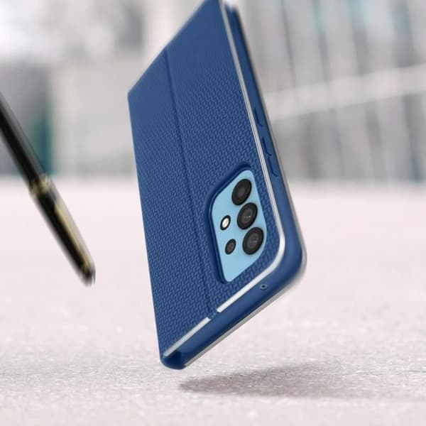 Samsung A53 5G Carbon Case Korthållare Stöd Forcell Luna Book Carbon Blue