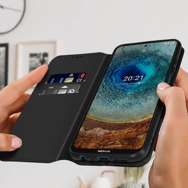 Nokia X10 och X20 Flip Wallet Fodral Video Support Funktion Svart Svart