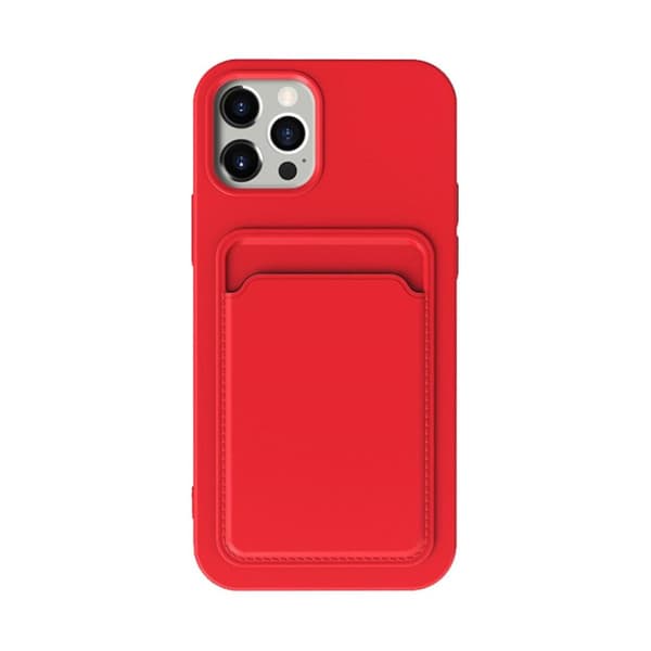 iPhone 14 Pro Max Silikonskal med Korthållare - Röd
