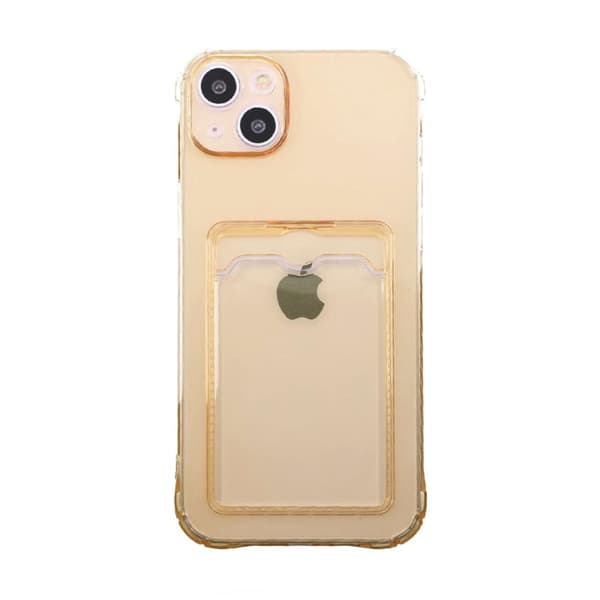 iPhone 14 Plus Stöttåligt Skal med Korthållare - Gul