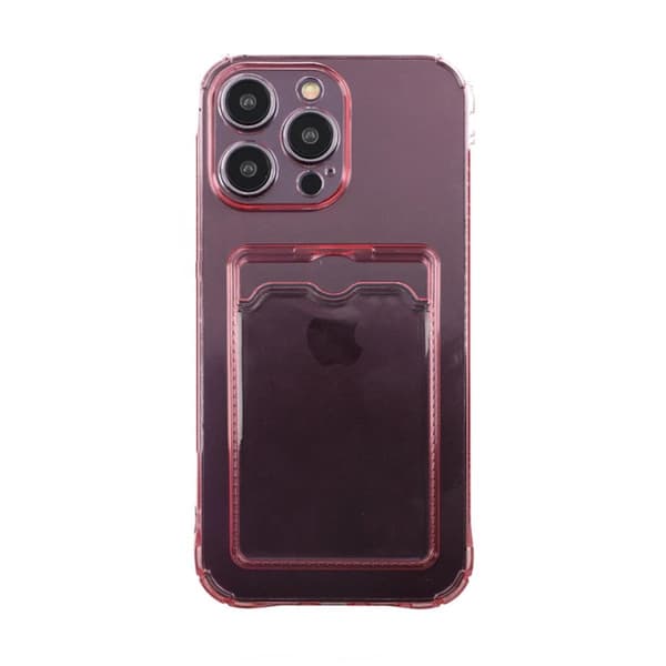 iPhone 14 Pro Stöttåligt Skal med Korthållare - Rosa