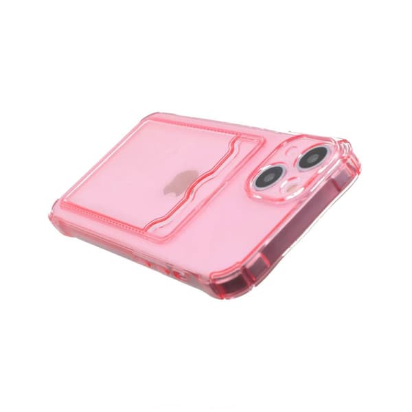 iPhone 14 Plus Stöttåligt Skal med Korthållare - Rosa
