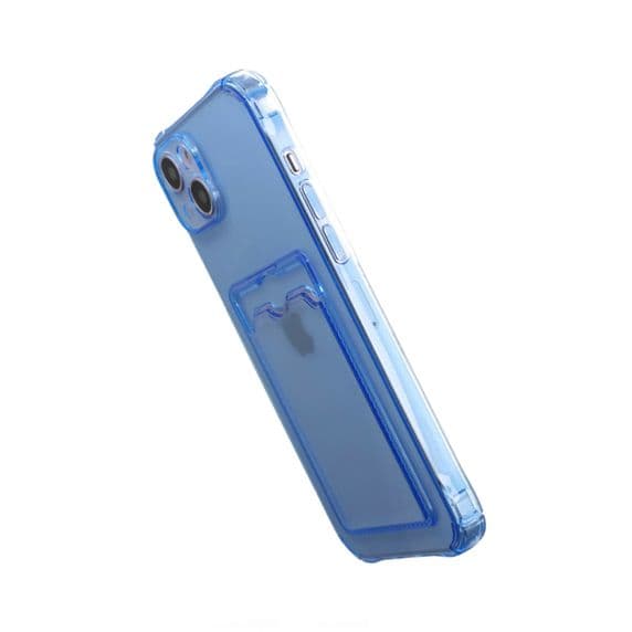 iPhone 14 Shockproof Skal med Korthållare – Blå