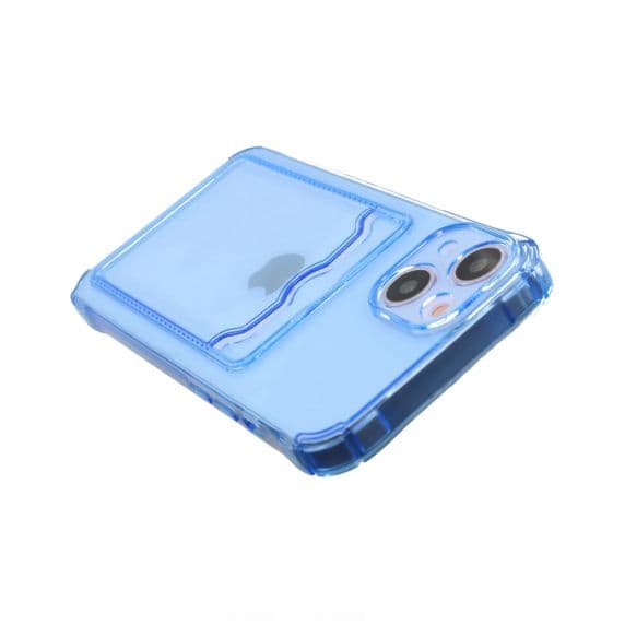 iPhone 14 Shockproof Skal med Korthållare – Blå