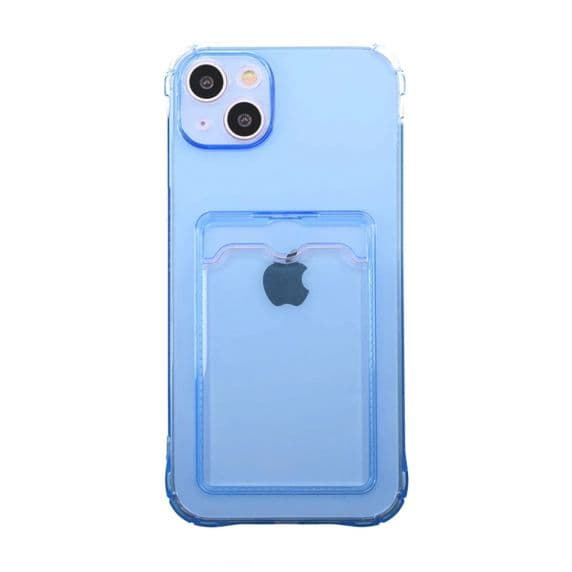 iPhone 14 Shockproof Skal med Korthållare – Blå