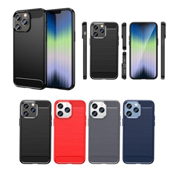 SKALO iPhone 14 Pro Max Armor Carbon Iskunkestävä TPU suojakuori