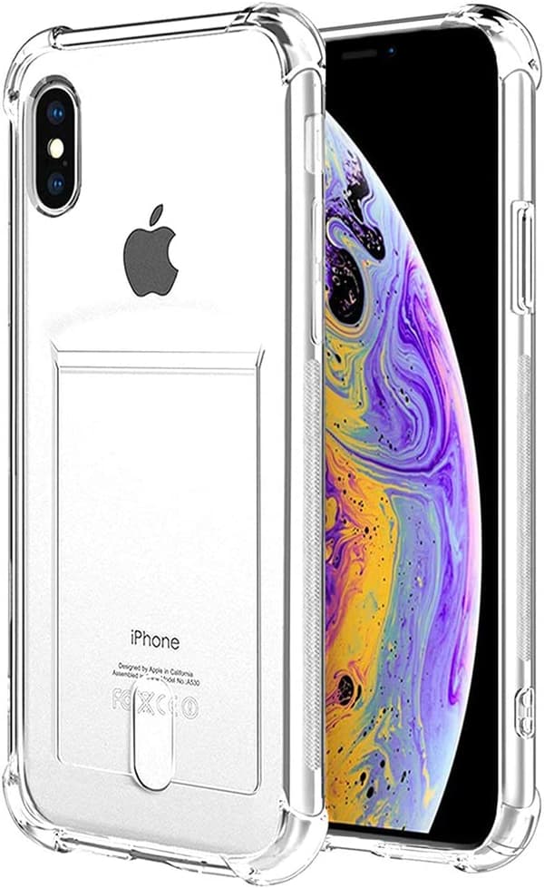 iPhone X / XS gjennomsiktig iPhone-deksel med kortholder
