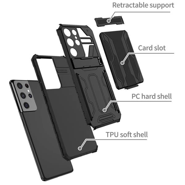 Samsung Galaxy S21 5G- Armor Skal med 2 kreditkortshållare