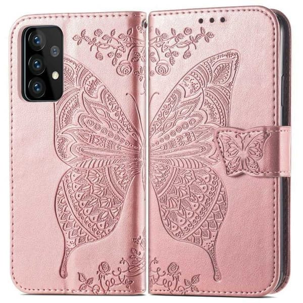 Samsung A23 5G Plånboksfodral PU-Läder 4-FACK Motiv Fjäril