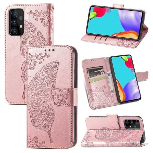Samsung A23 5G Plånboksfodral PU-Läder 4-FACK Motiv Fjäril