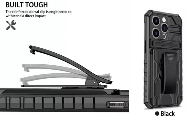 Iphone 14 -Multitasking Armor Etui med kortslot og tilbage klip