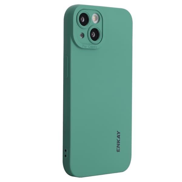 ENKAY HAT PRINCE iPhone 14 Solid Color Liquid Silicone Skal - Blackish Green