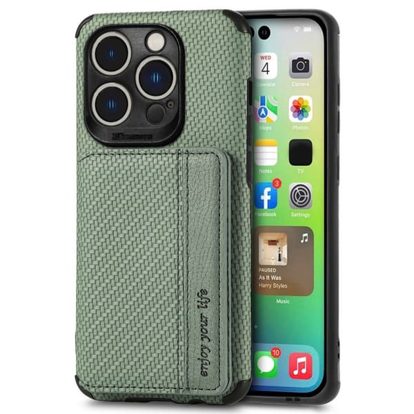 Anti-rep iPhone 14 Pro Max skal med en plånbok - Grön