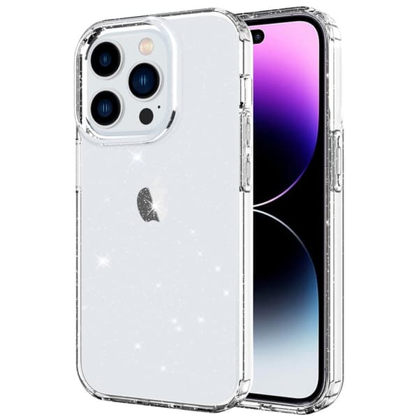 iPhone 14 Pro Max Glitter Powder Skal - Genomskinligt