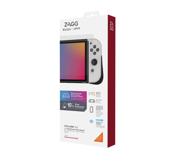 Gear4 Nintendo Switch OLED Kuori Näytönsuoja Kita Grip 360 Clear