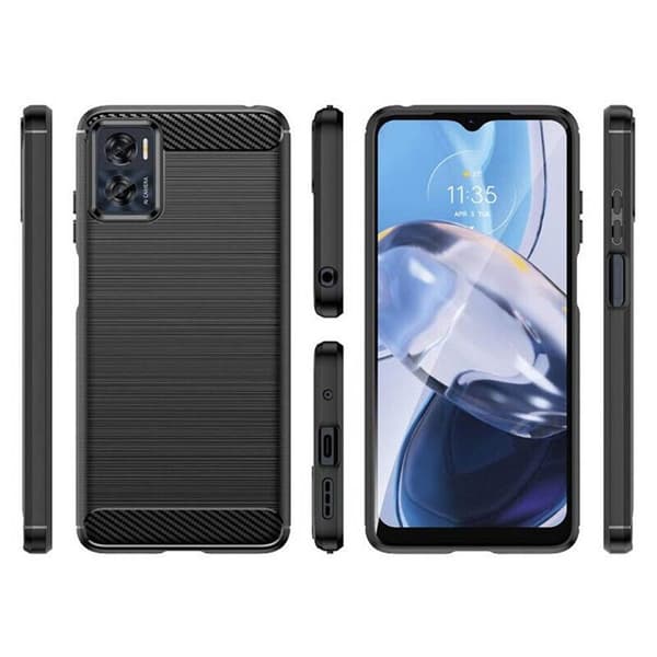 Harjattu TPU kuori Motorola Moto E22i - Musta
