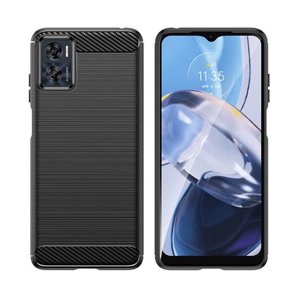Harjattu TPU kuori Motorola Moto E22i - Musta
