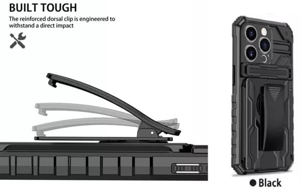 Iphone 12 -Multitasking Armor Etui med kortslot og tilbage klip