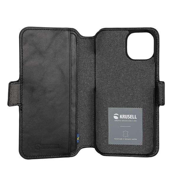Krusell iPhone 14 Plus Etui Leather PhoneWallet Sort
