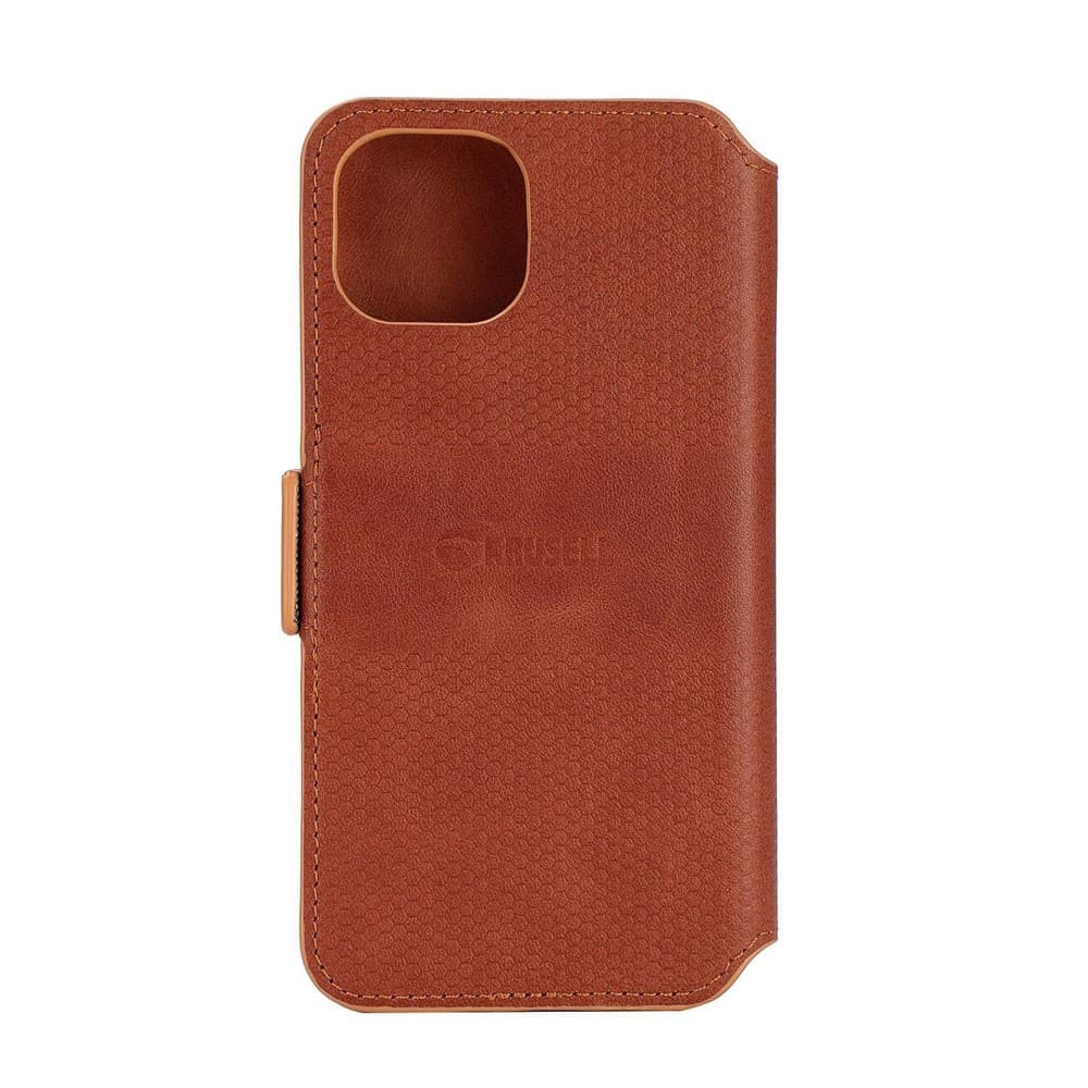 Krusell iPhone 14 Fodral Leather PhoneWallet Cognac