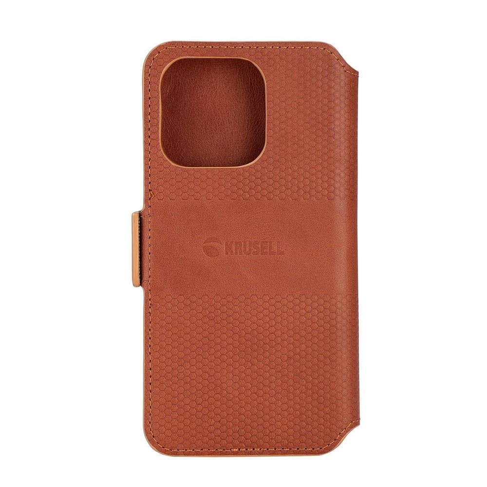 Krusell iPhone 14 Pro Fodral Leather PhoneWallet Cognac