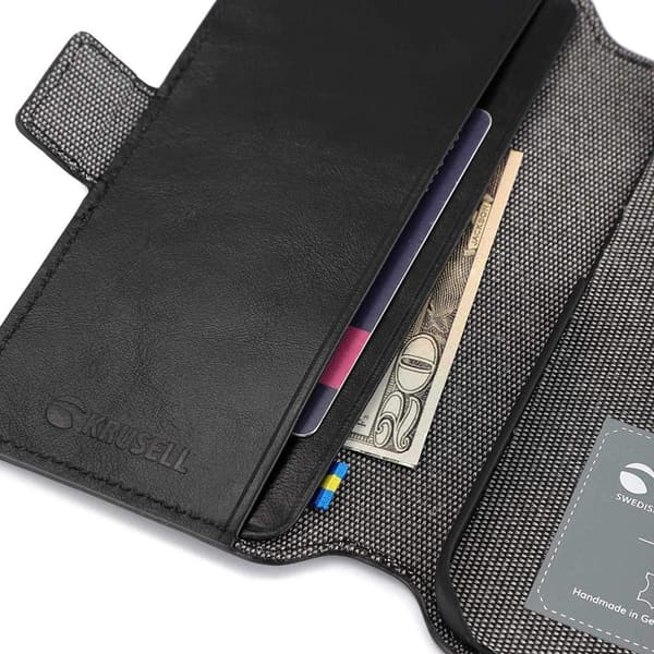 Krusell iPhone 14 Pro Kotelo Leather PhoneWallet Musta