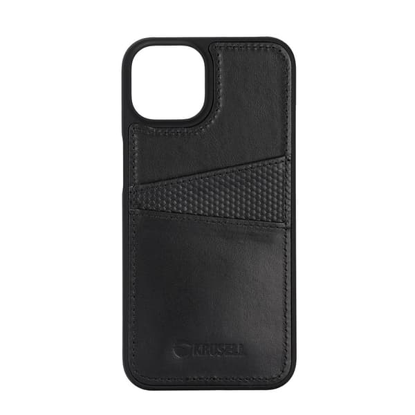 Krusell iPhone 14 Plus Kuori Leather CardCover Musta