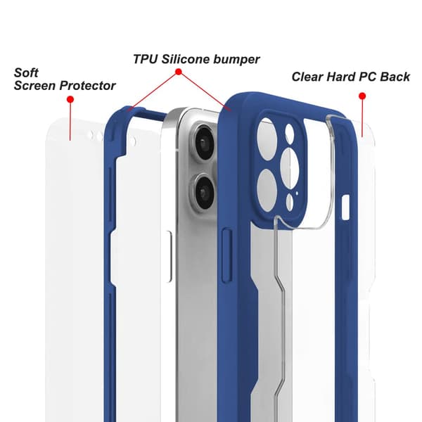 Telefonveske med skjermbeskytter Blå iPhone12 Promax