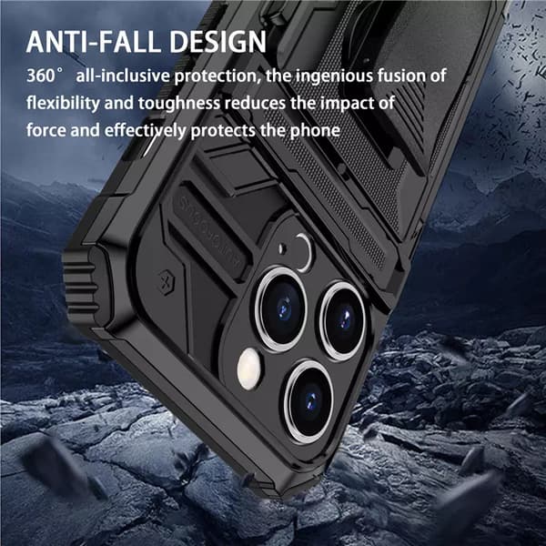 Samsung Galaxy S21 FE -Multitasking Armor etui med kortslot og tilbage klip