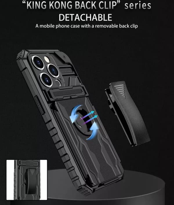 Samsung Galaxy S21 FE -Multitasking Armor etui med kortslot og tilbage klip